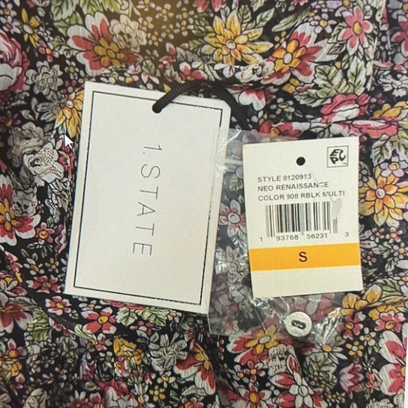 1. State Ruffled Floral Mini Dress - Small/Black, Pink & Yellow - Picture 3 of 5